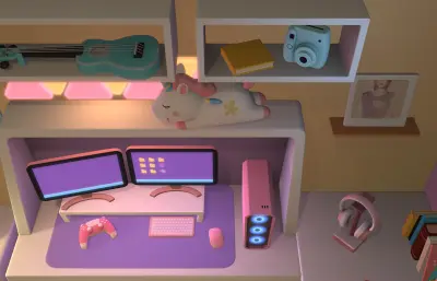 卡通房间 卡通卧室 电竞房