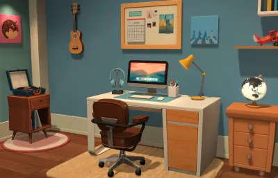 卡通房间 卡通卧室 卡通电脑房