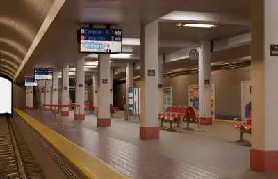 地铁站内部精细场景blender模型