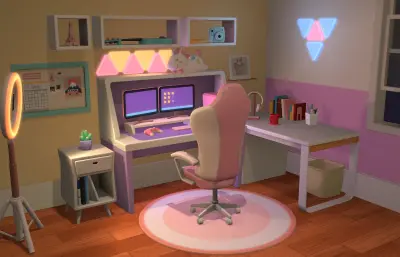 卡通房间 卡通卧室 电竞房