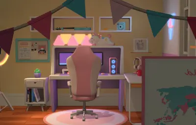 卡通房间 卡通卧室 电竞房