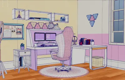 卡通房间 卡通卧室 电竞房