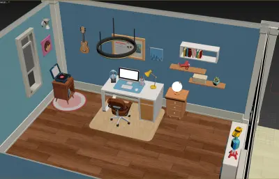 卡通房间 卡通卧室 卡通电脑房