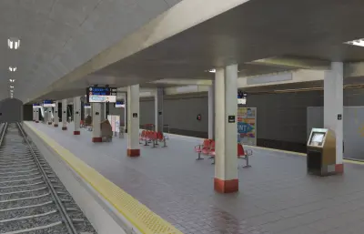 地铁站内部精细场景blender模型