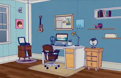 卡通房间 卡通卧室 卡通电脑房