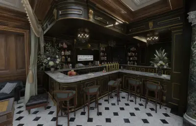 欧式豪华客厅blender模型