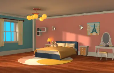 卡通房间 卡通卧室 女孩房间