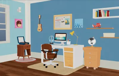 卡通房间 卡通卧室 卡通电脑房