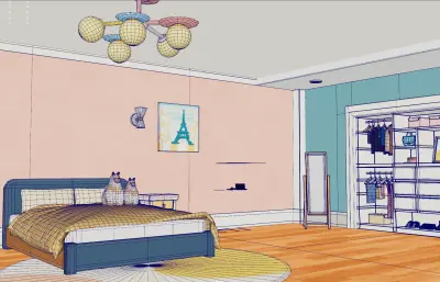 卡通房间 卡通卧室 女孩房间