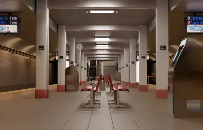 地铁站内部精细场景blender模型