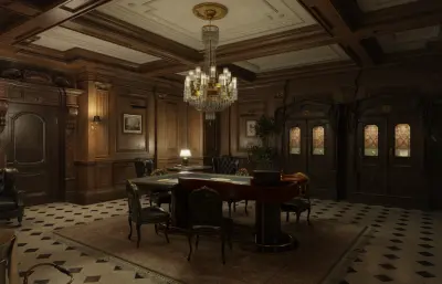 欧式豪华客厅blender模型