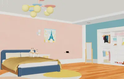 卡通房间 卡通卧室 女孩房间