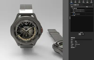 小米Xiaomi Watch S4 Sport手表C4D,KEYSHOT模型(网盘下载)