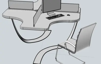创意桌椅 四工位电脑桌