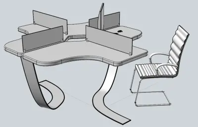 创意桌椅 四工位电脑桌
