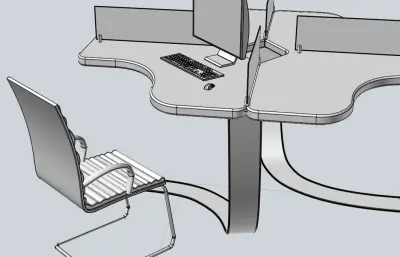 创意桌椅 四工位电脑桌