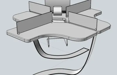 创意桌椅 四工位电脑桌