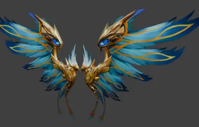 游戏里的装备翅膀fbx模型,有动画