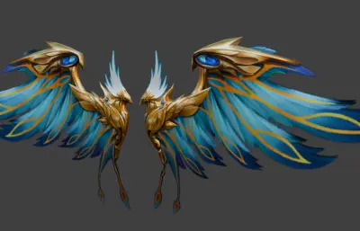 游戏里的装备翅膀fbx模型,有动画