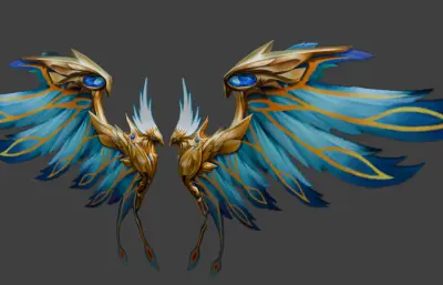 游戏里的装备翅膀fbx模型,有动画