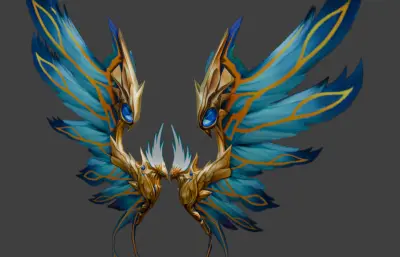 游戏里的装备翅膀fbx模型,有动画