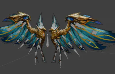 游戏里的装备翅膀fbx模型,有动画