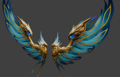 游戏里的装备翅膀fbx模型,有动画