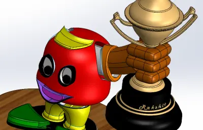 卡通人物赢得奖杯solidworks模型