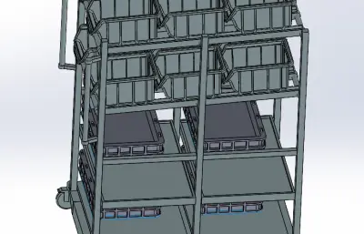 料框放置架小车
