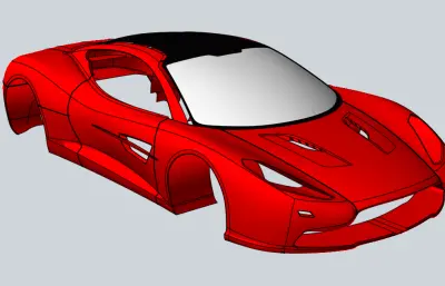 跑车车身外壳stp模型