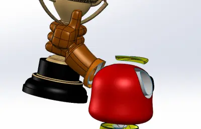 卡通人物赢得奖杯solidworks模型