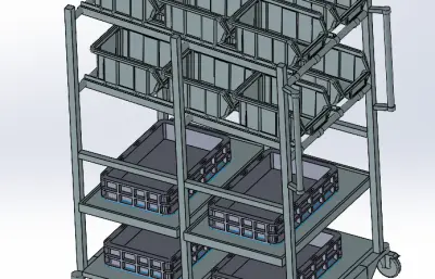 料框放置架小车