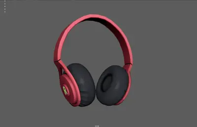 红色听歌耳机 音乐耳机 头戴式耳机