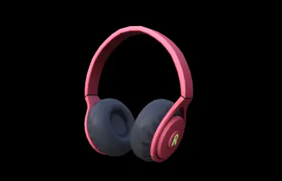 红色听歌耳机 音乐耳机 头戴式耳机