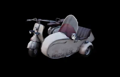 复古带斗摩托车 机车 三蹦子