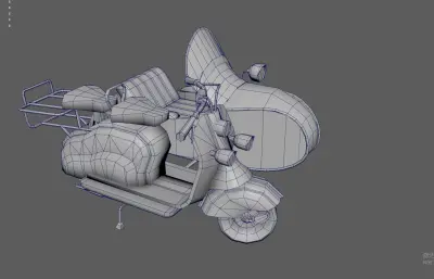 复古带斗摩托车 机车 三蹦子