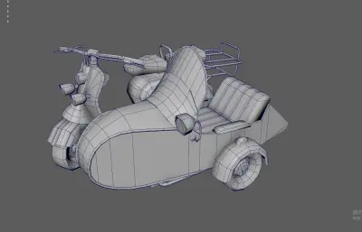 复古带斗摩托车 机车 三蹦子