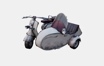 复古带斗摩托车 机车 三蹦子