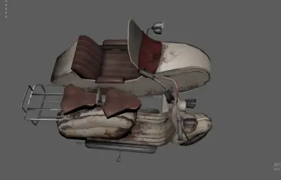 复古带斗摩托车 机车 三蹦子