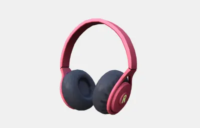 红色听歌耳机 音乐耳机 头戴式耳机