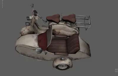 复古带斗摩托车 机车 三蹦子