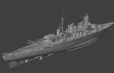 意大利海军up-41战列舰,fbx,obj,stl格式