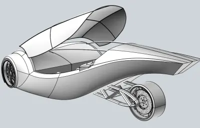 双座概念三轮车stp模型