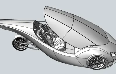 双座概念三轮车stp模型
