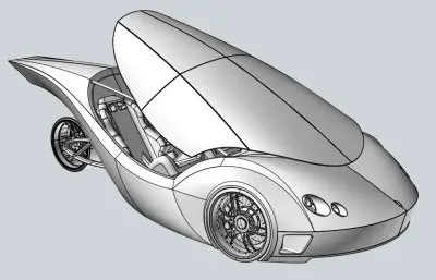 双座概念三轮车stp模型