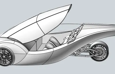 双座概念三轮车stp模型