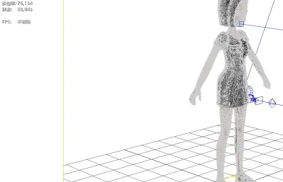 卡通短发女性3D型,二次元少女黑裙角色,虚拟人