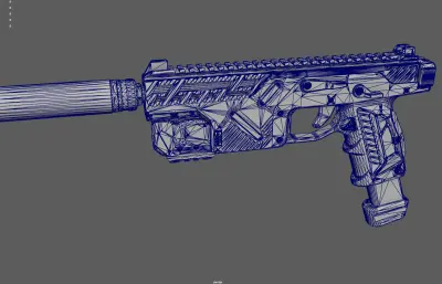 带消音器的科幻手枪 战术装备 概念手枪