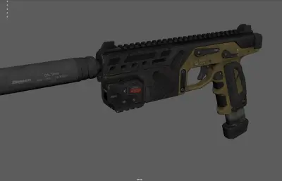 带消音器的科幻手枪 战术装备 概念手枪