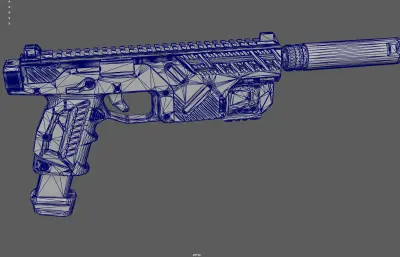 带消音器的科幻手枪 战术装备 概念手枪